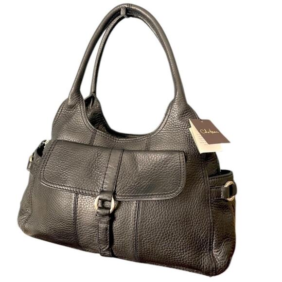 Cole Haan Village Black Pebbled Leather Satchel Handbag NWT Preppy Classic - Picture 1 of 14